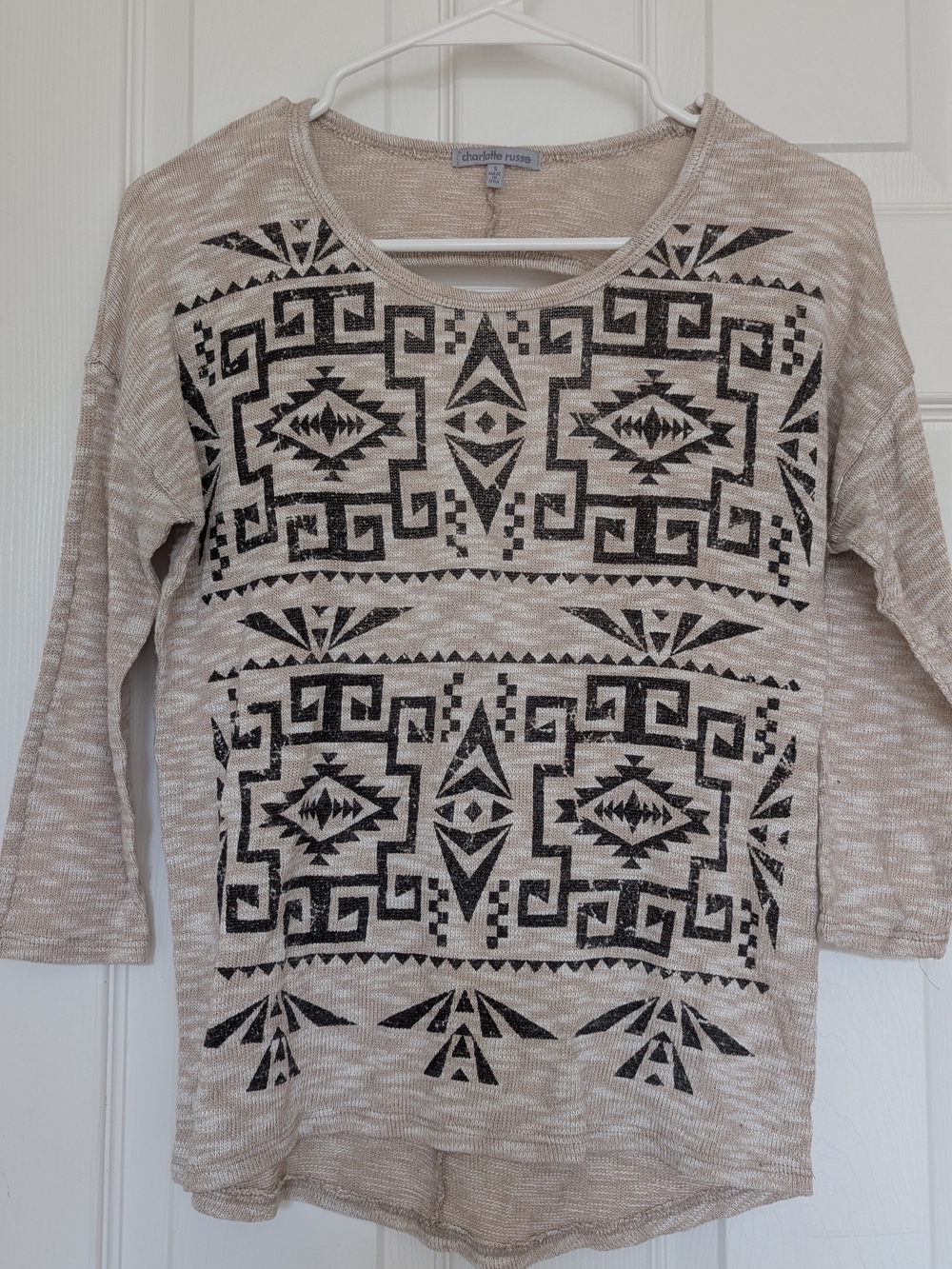 charlotte russe Beige Aztec Print Knit Top